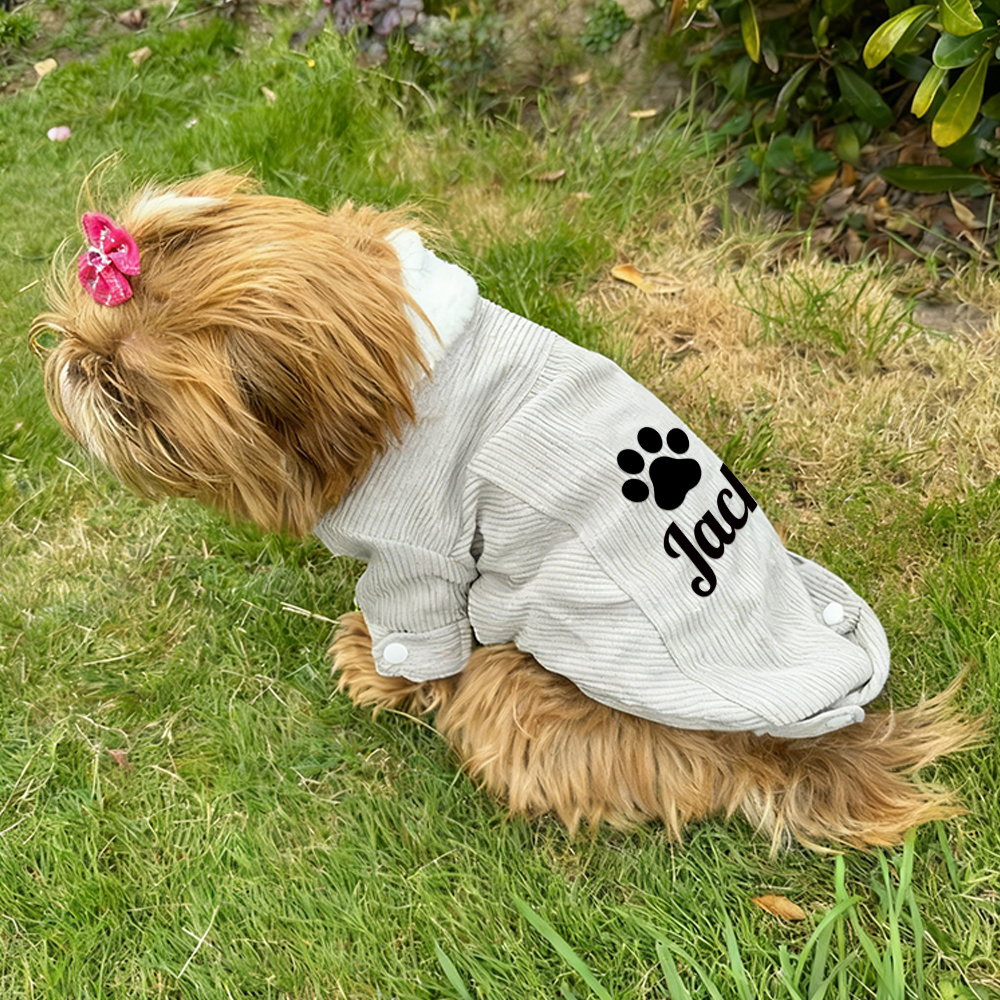 Personalized Pet Winter Warm Corduroy Sherpa Jacket | BKPet290