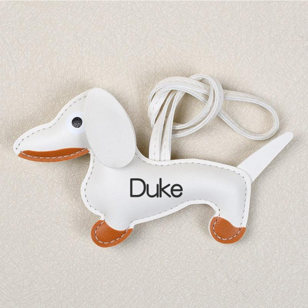 Personalized Lovely Leather Dachshund Keychain | CWGift08
