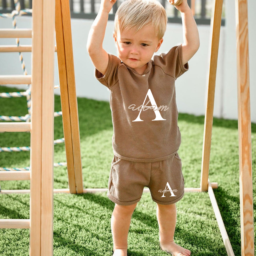 Personalized Baby waffle-knit Cozy Soft Outfit Set | CWBaby381