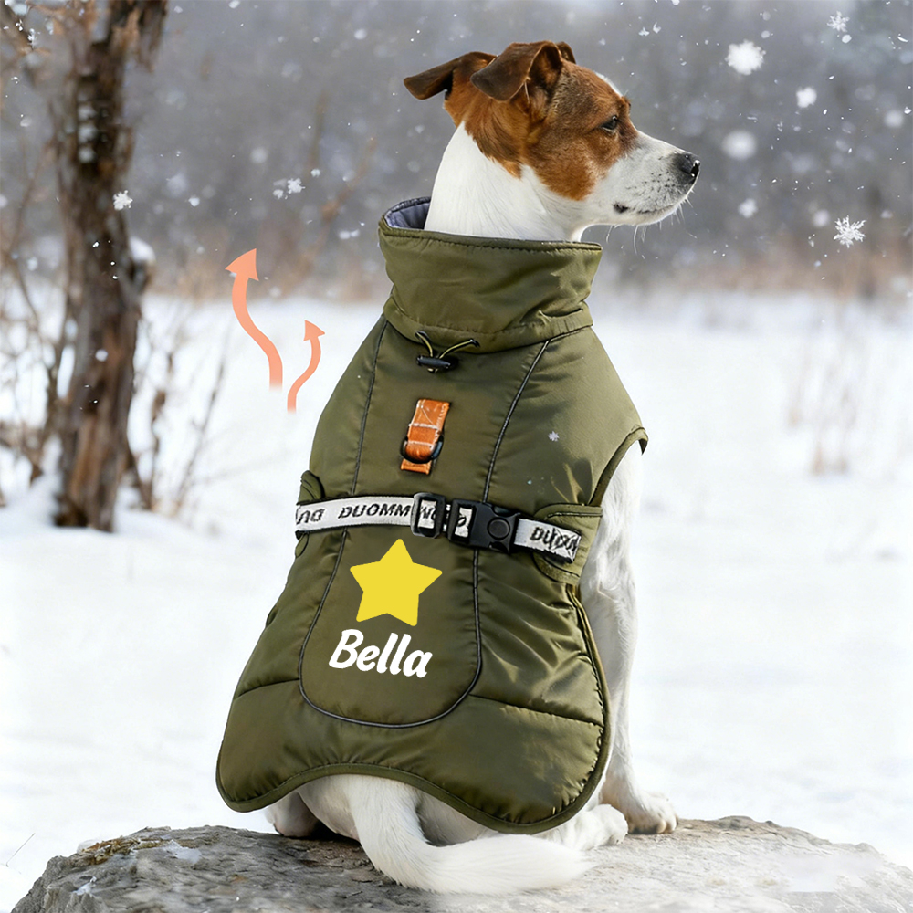 Personalized Pet Winter Warm Reflective Safety Puffer Vest | BKPet302