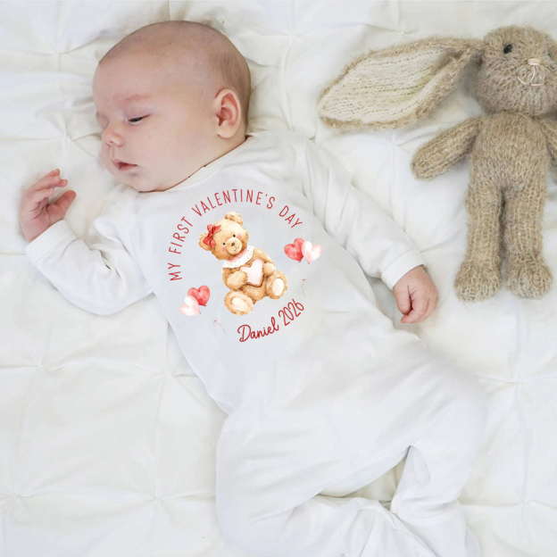 Personalized Baby First Valentine Romper and Hat Set | ValGift05