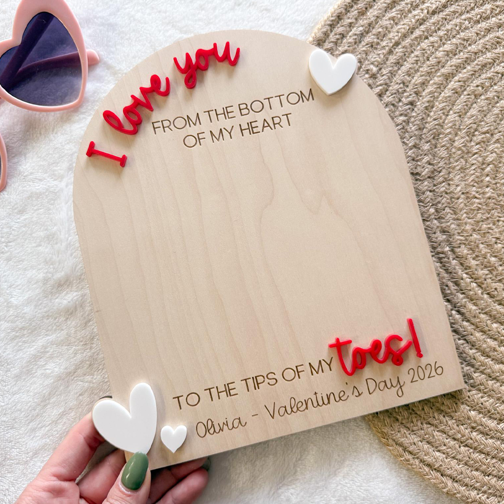 Personalized Baby First Valentine's Day Footprint Sign Keepsake | ValGift06