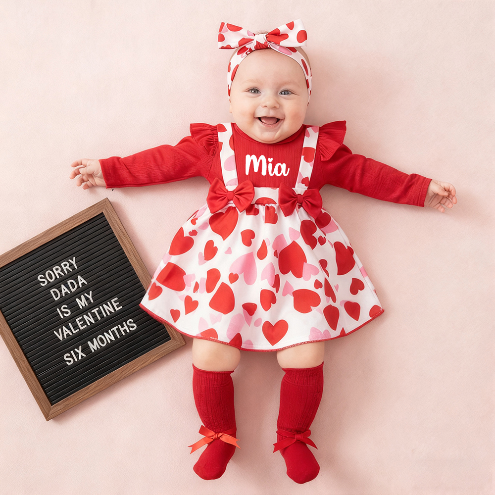Personalized Baby Girl Adorable Valentine Ruffled Outfit | ValGift08