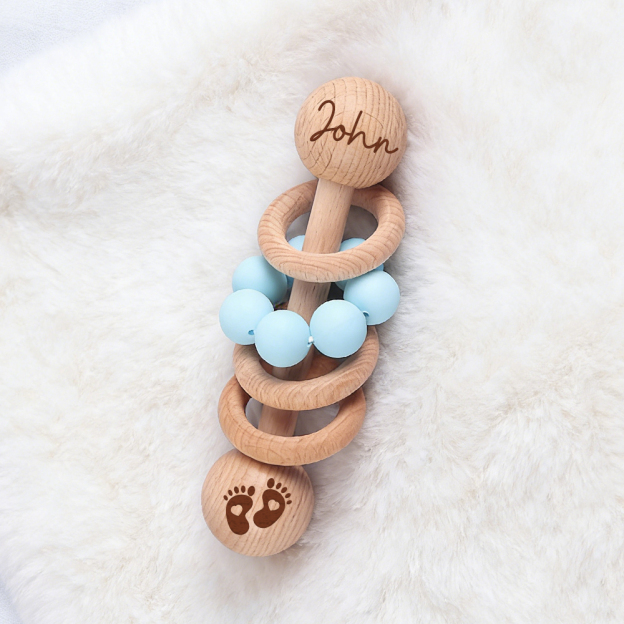 Personalized Baby Sensory Wooden Rattle Toys | CWToy171