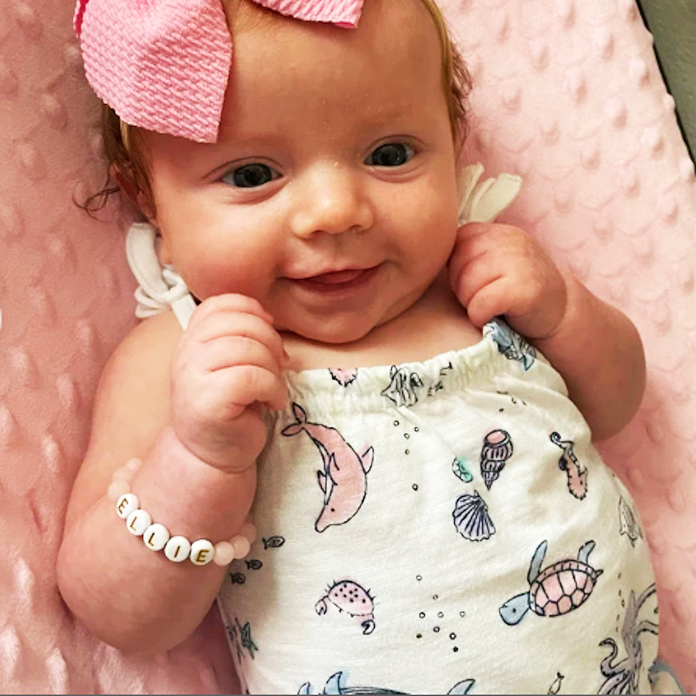 Personalized Baby Jewelry Rose Quartz Bracelet | CWBeach206