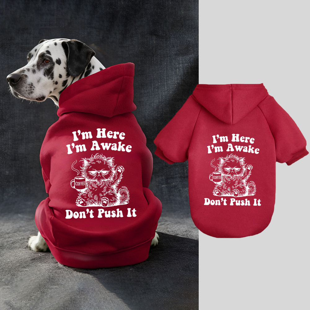 I'M HERE I'M AWAKE DON'T PUSH IT Puppy Hoodie | BKPet328