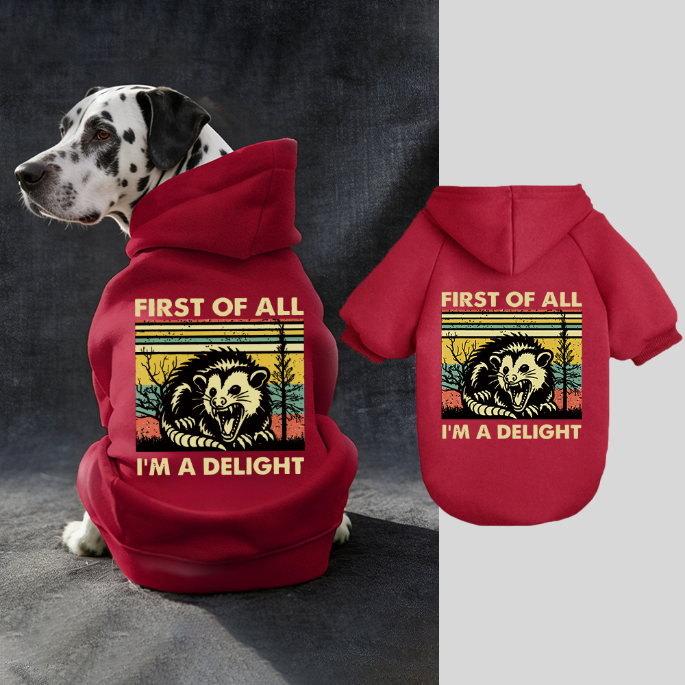 FIRST OF ALL I'M A DELIGHT Puppy Hoodie | BKPet331