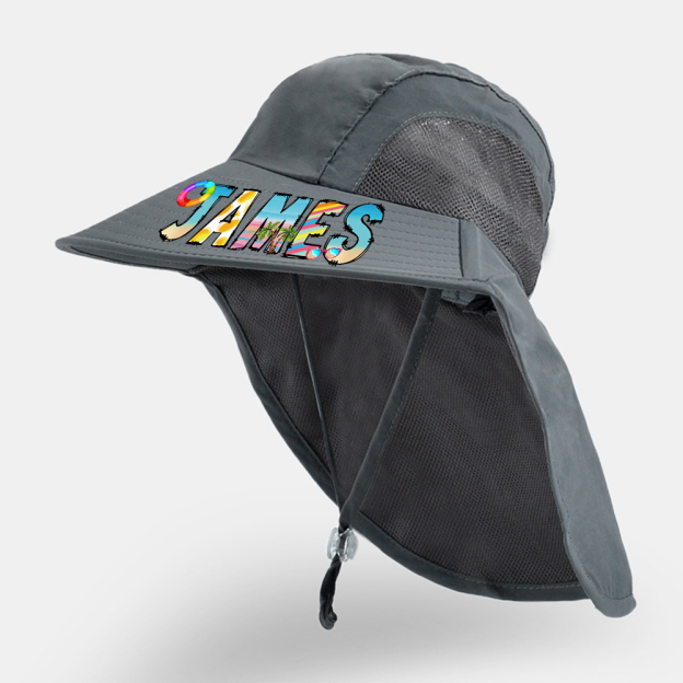 Personalized Kid 2-in-1 Neck Shield Summer Beach Bucket Hat | CWBeach212