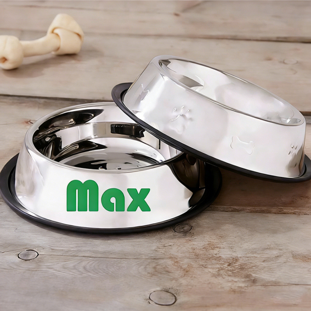 Personalized Pet Stainless Steel Anti-slip Food Bowl | BKPet367