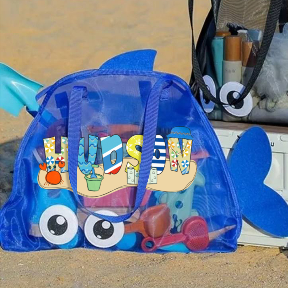 Personalized Adorable Fish Mesh Summer Beach Bag | CWBeach214