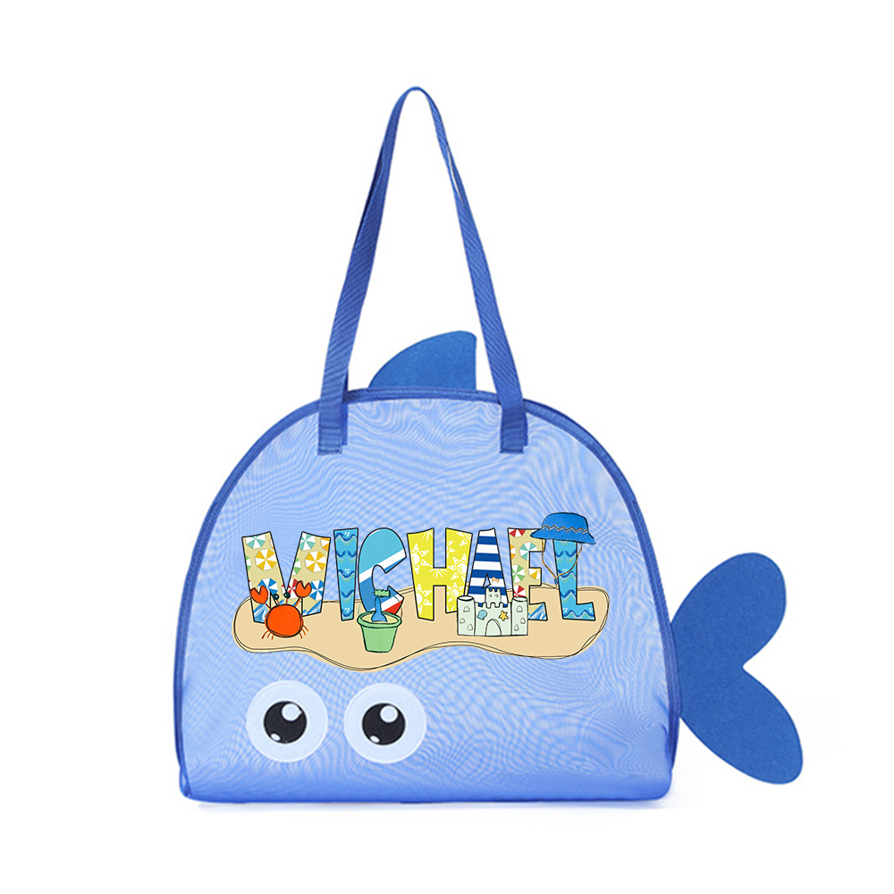 Personalized Adorable Fish Mesh Summer Beach Bag | CWBeach214