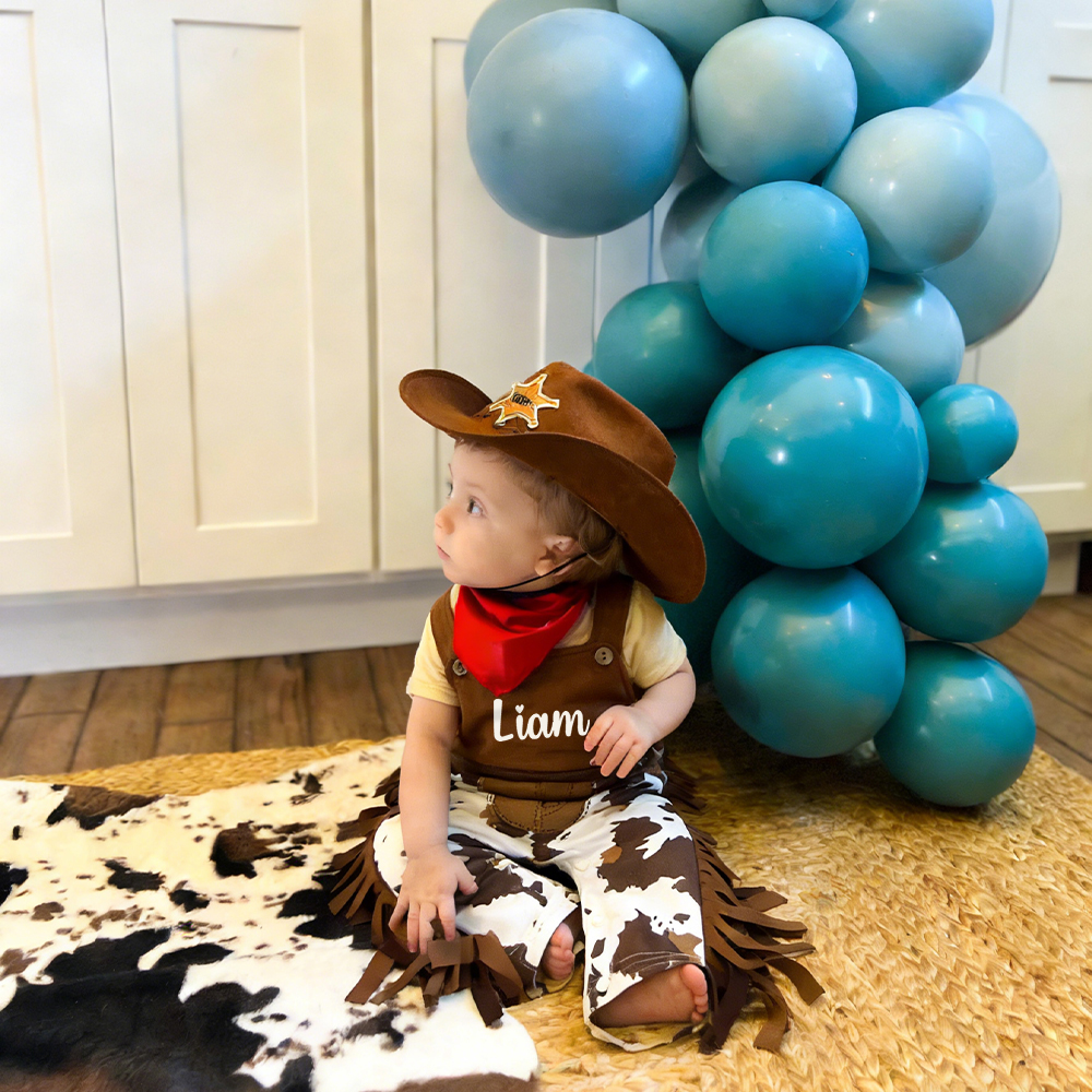 Personalized Toddler Cowboy Brown Western Rodeo Outfit Set | CWBaby400