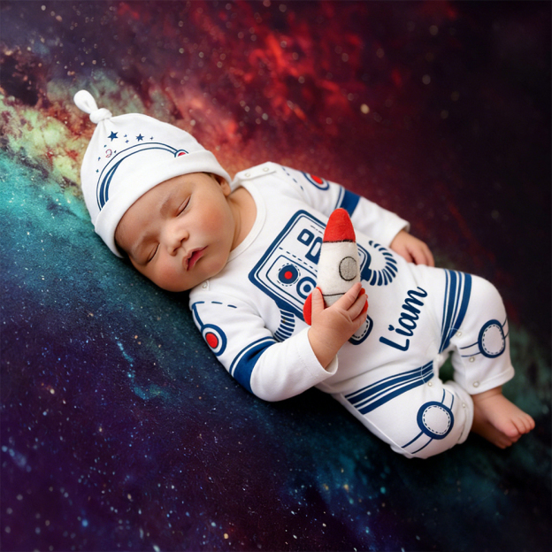 Personalized Baby Space Suit and Hat Set | CWBaby401