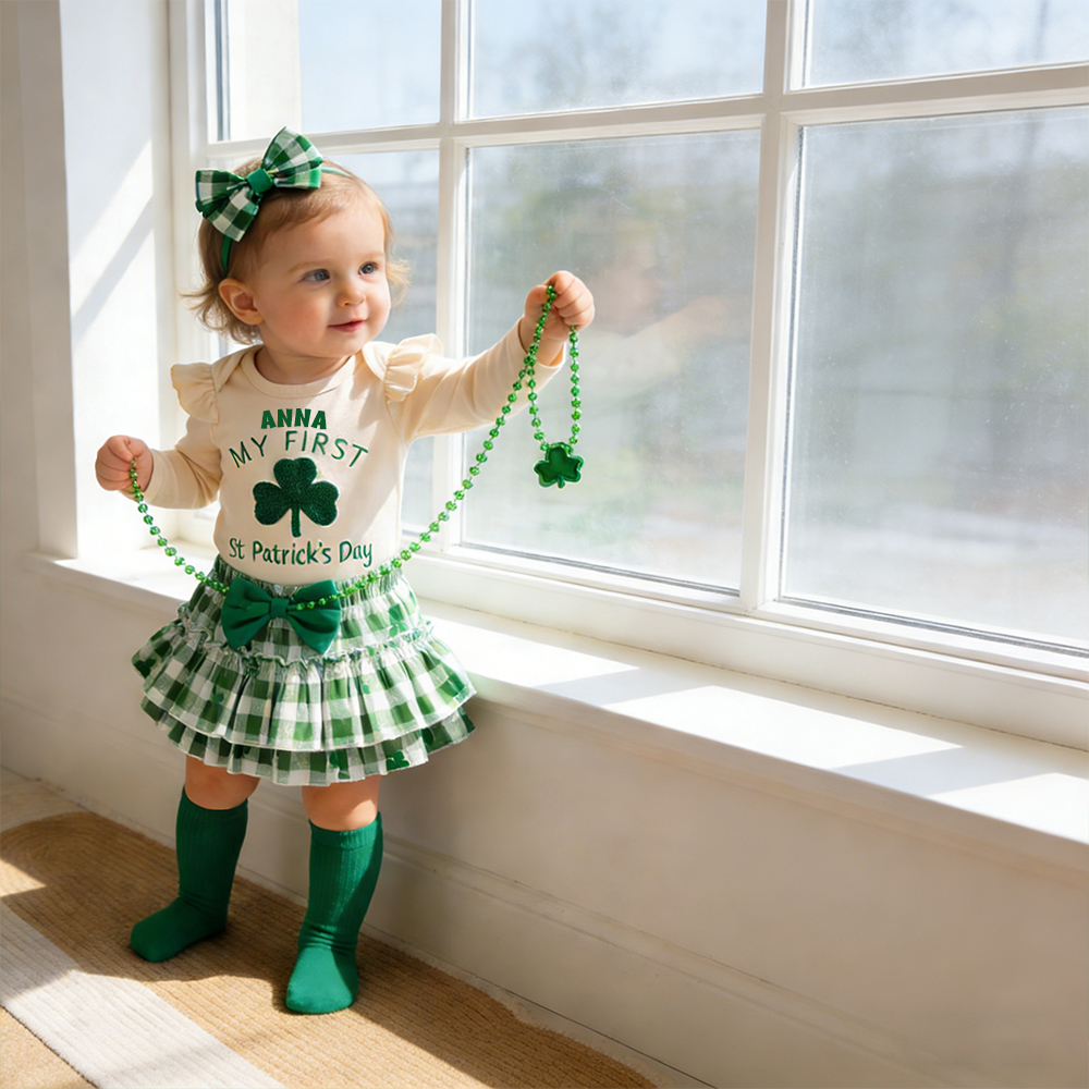 Personalized Baby Girl First St. Patrick's Day Outfit Set | CWBaby416