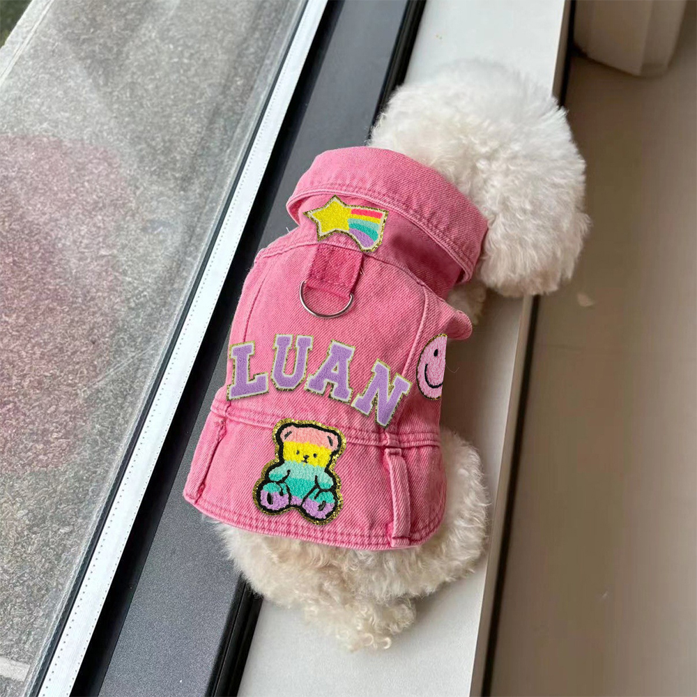 Personalized Handmade Chenille Patch Pets Denim Jacket | BKPet405