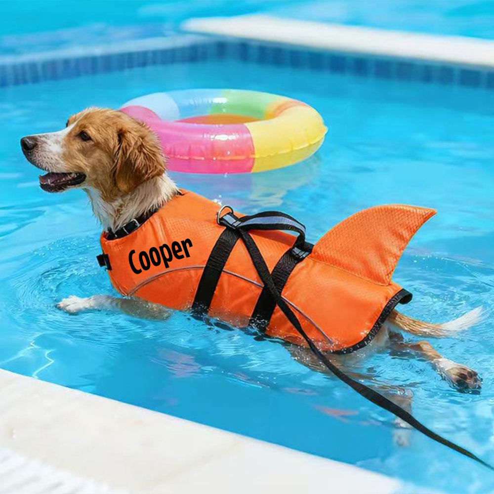 Personalized Pet Swimming Buoyancy Reflective Safety Shark Vest | BKPet407