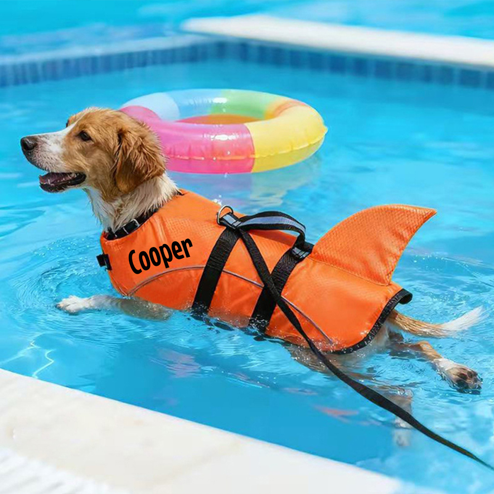 Personalized Pet Swimming Buoyancy Reflective Safety Shark Vest | BKPet407