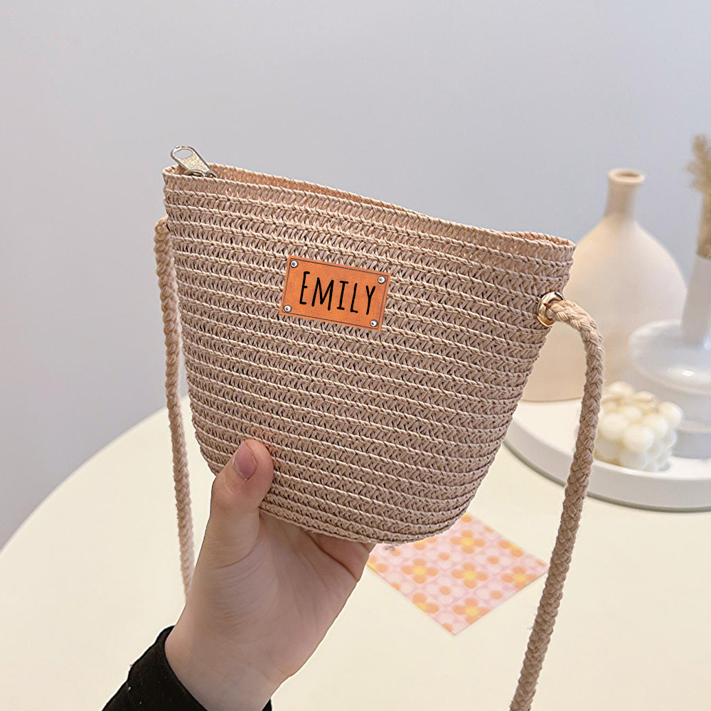 Personalized Summer Leather Patch Straw Bag for Comfort & Unique | CWBeach49