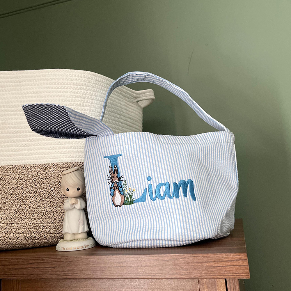 Personalized Embroidered Easter Bunny Basket | CWEaster85