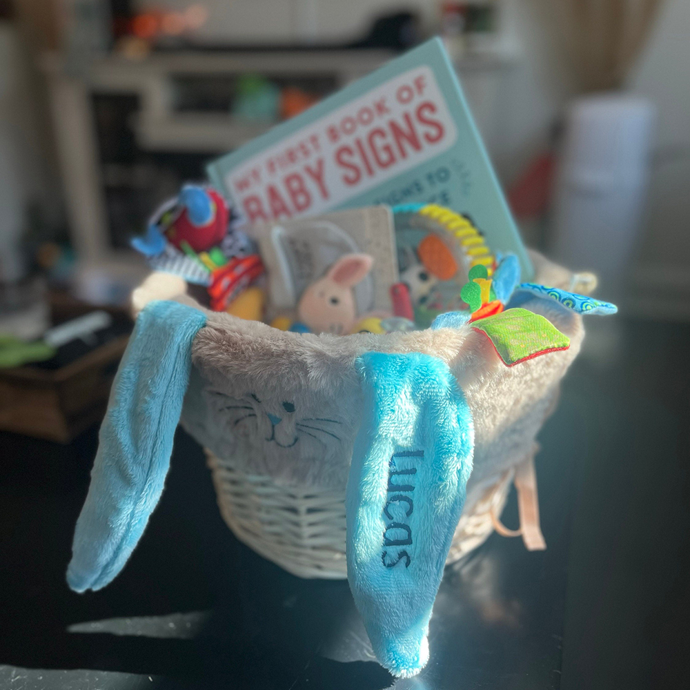 Personalized Embroidered Easter Bunny Basket Liner (Not Include Basket) | CWEaster86