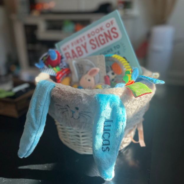 Personalized Embroidered Easter Bunny Basket Liner (Not Include Basket) | CWEaster86