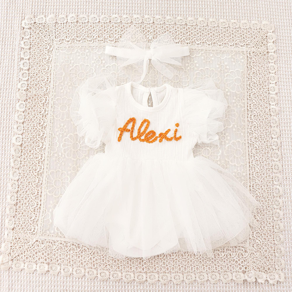 Personalized Hand Embroidered Baby Girl Tutu Dress | CWBaby428