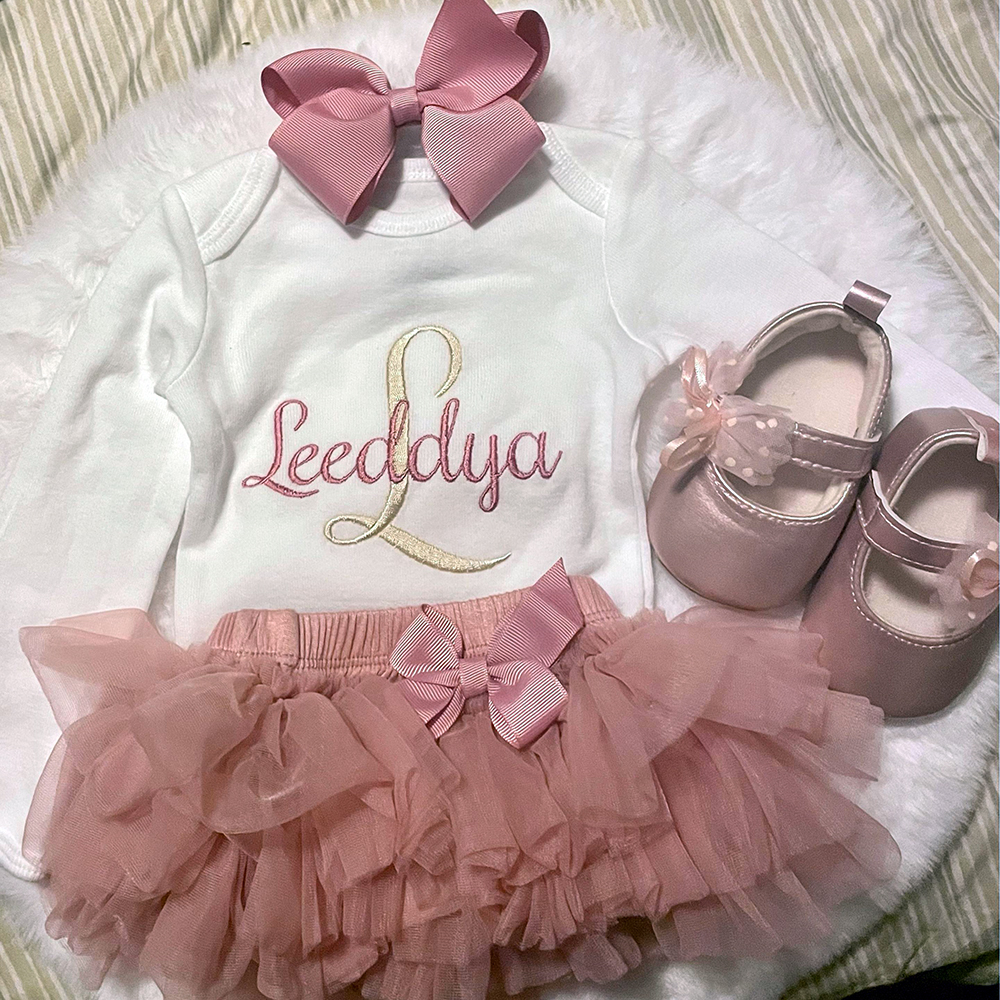 Personalized Embroidered Baby Girl Coming Home Outfit | CWBaby429