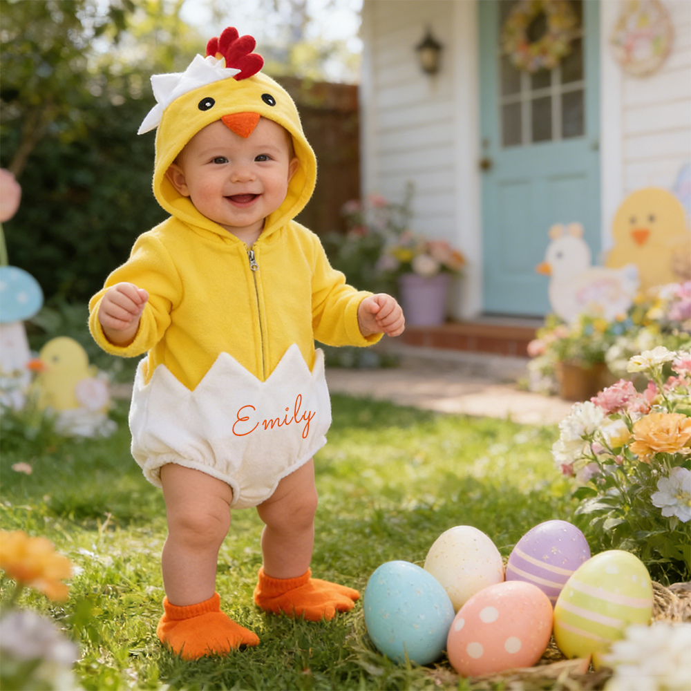 Personalized Easter Chicks Hatching Egg Romper with Shose | CWBaby433