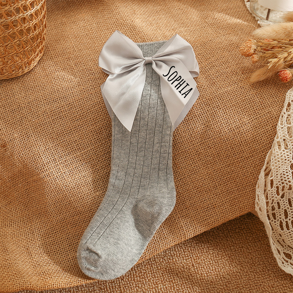 Personalized Baby Girl Satin Bow Socks | CWBaby434