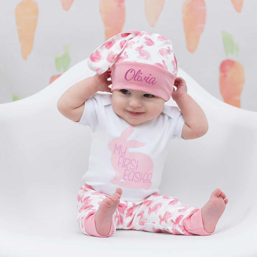 Personalized Baby Girl My First Easter Bunny Outfit | CWBaby439