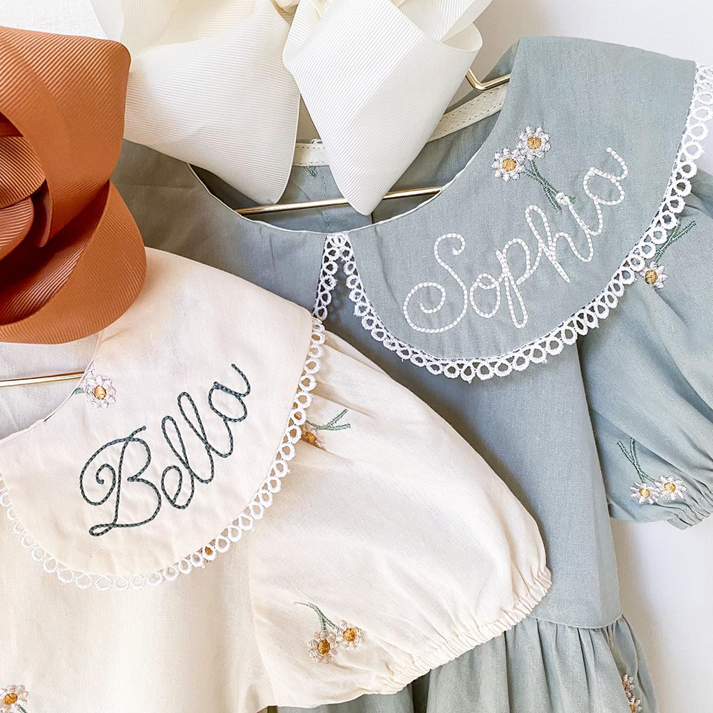 Personalized Girl's Monogrammed Floral Cotton Dress | CWBaby440