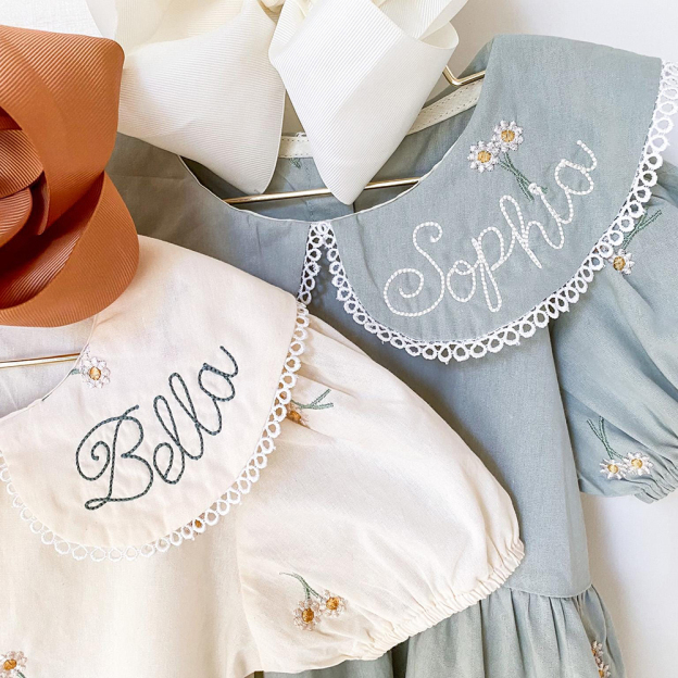 Personalized Girl's Monogrammed Floral Cotton Dress | CWBaby440