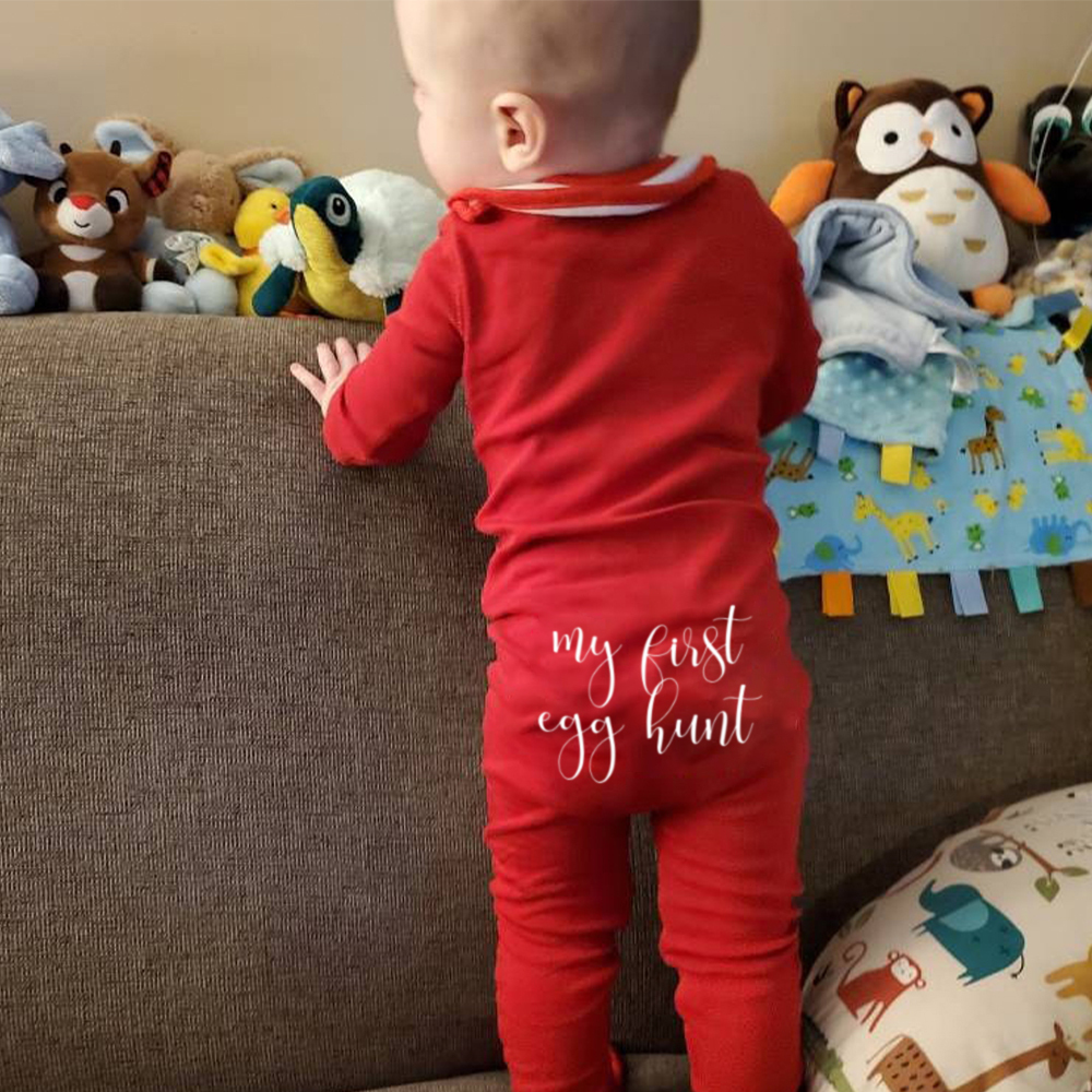 Personalized Baby First Easter Cozy Soft Long Sleeve Romper | CWEaster91