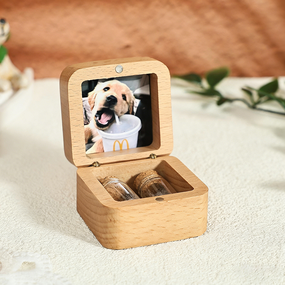 Personalized Wooden Pet Memorial Fur Keepsake Box | BKPet421