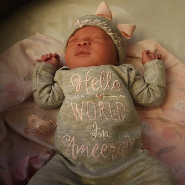 Personalized Embroidery Baby Girl Coming Home Romper and Hat Set | CWBaby425