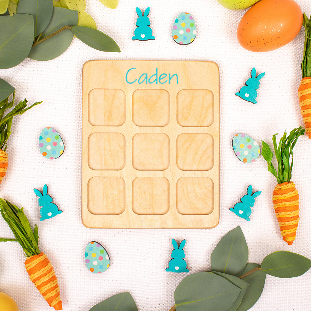 Personalized Kid Wooden Easter Gift Tic Tac Toe | CWEaster94