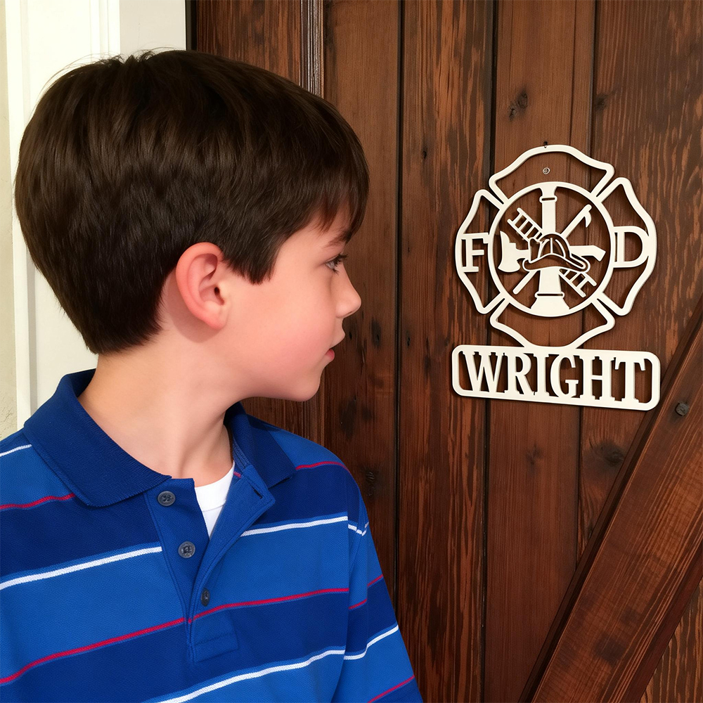 Personalized Firefighters Maltese Cross Door Sign | CWBaby448