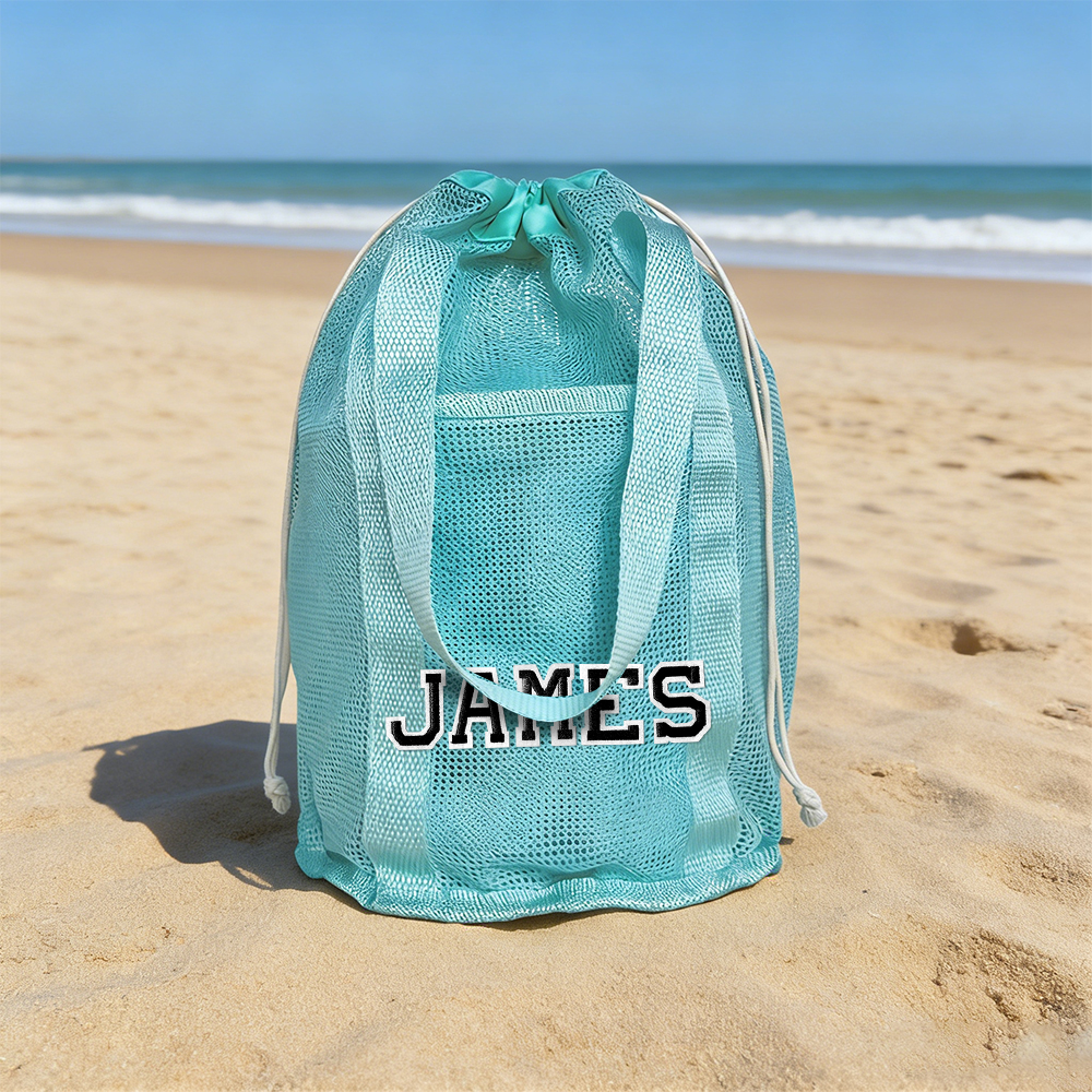 Personalized Letter Patch Summer Beach Mesh Bag | CWBeach219