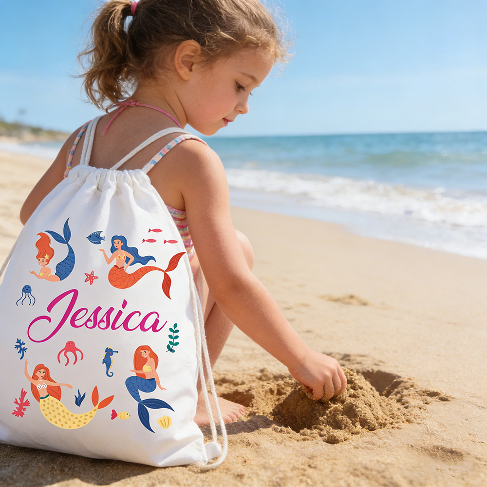 Personalized Kid Summer Beach Drawstring Bag | CWBeach220