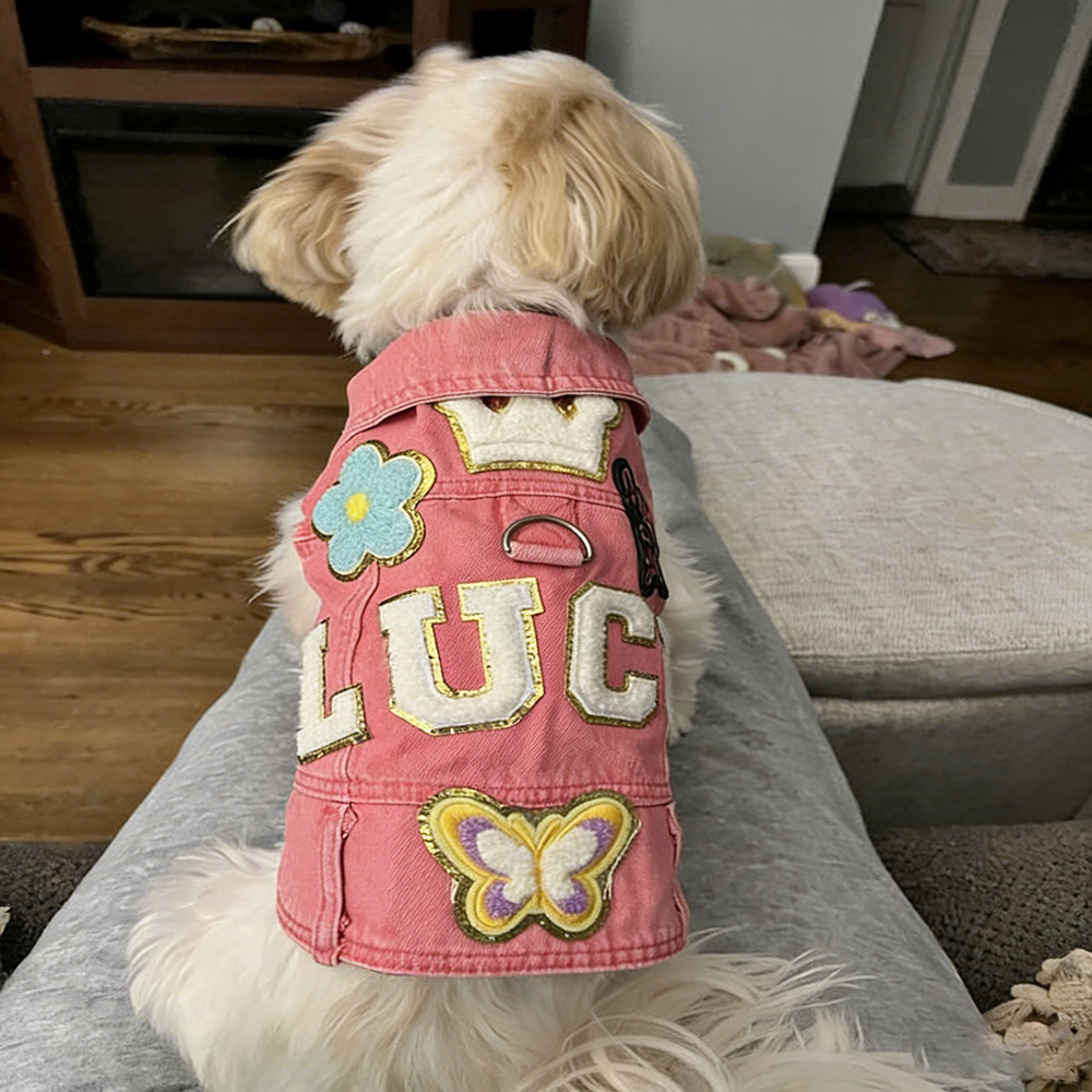 Personalized Handmade Chenille Patch Pets Denim Jacket | BKPet405