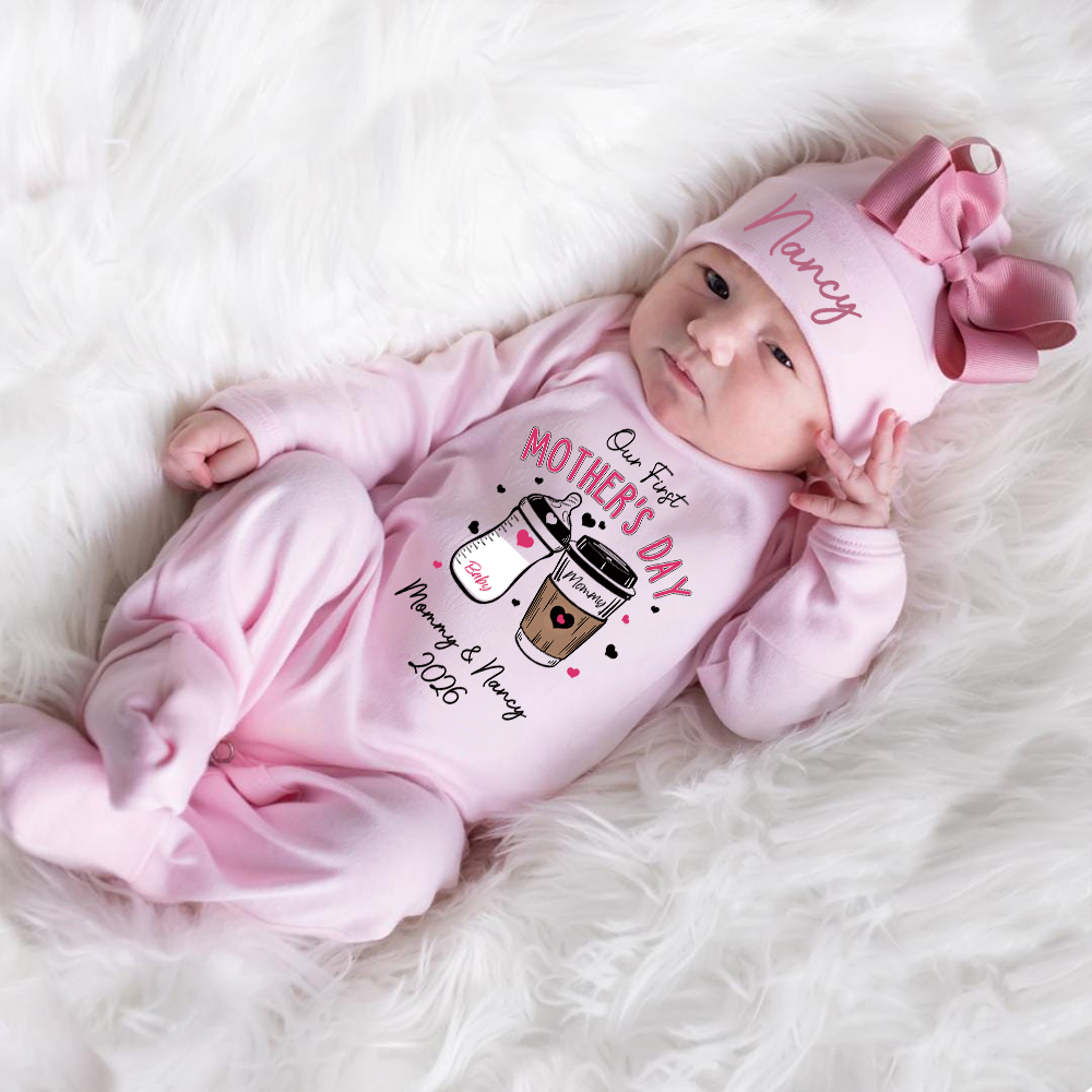 Personalized My First Mother's Day Baby Girl Coming Home Outfit | CWBaby454