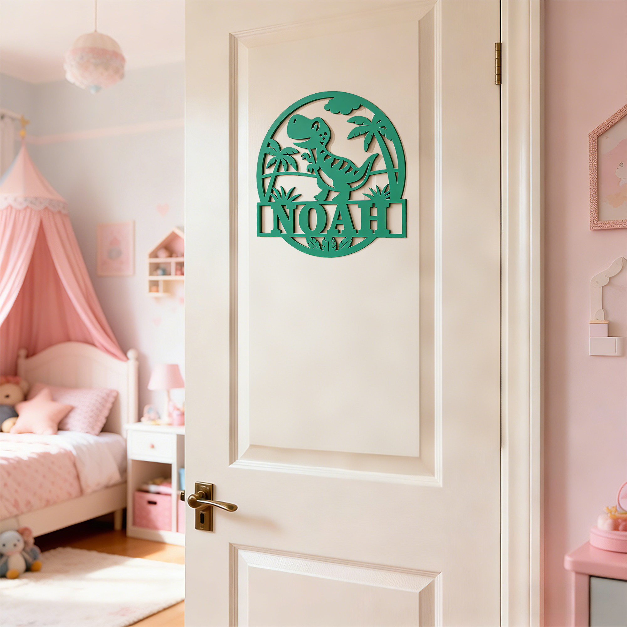 Personalized Dinosaur Kid's Bedroom Door Name Sign | CWBaby464