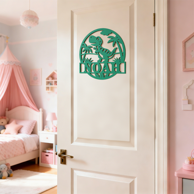 Personalized Dinosaur Kid's Bedroom Door Name Sign | CWBaby464