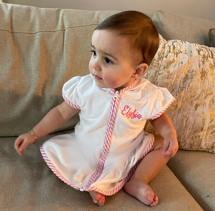 Personalized Kid Swim Cover up Hooded Robe Zippered Bath Towel | CWBaby465