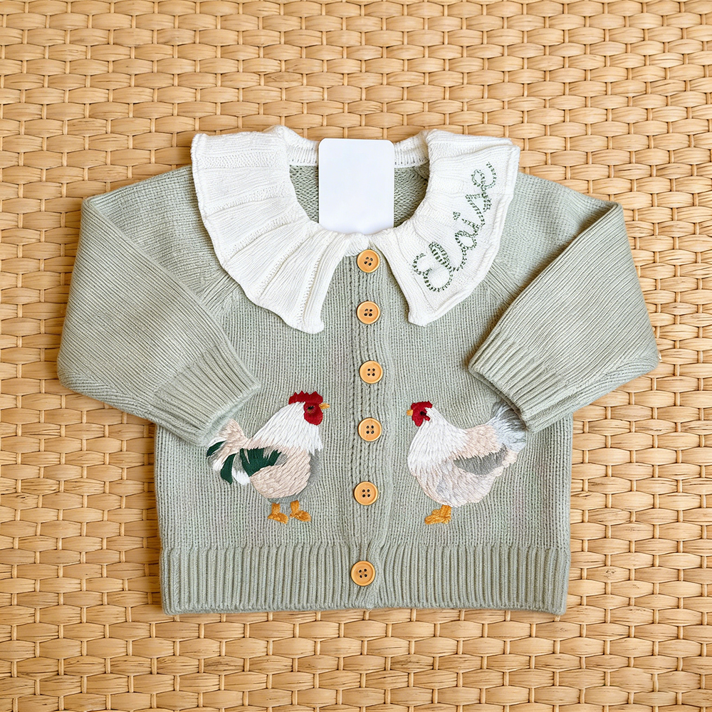 Personalized Embroidered Chicken Cardigan Sweater | CWBaby467