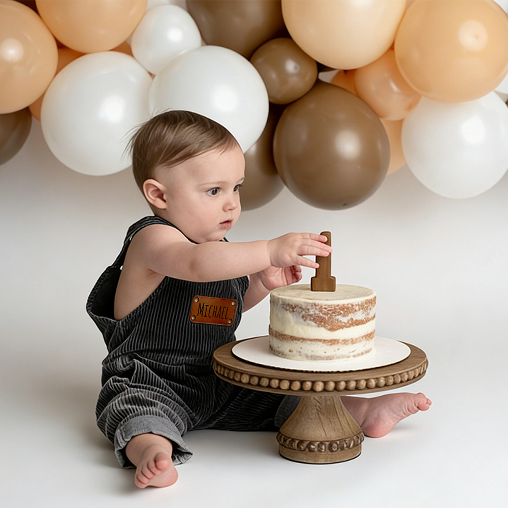 Personalized Leather Patch Corduroy Baby Suspenders Overalls | CWBaby468