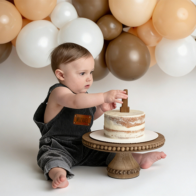 Personalized Leather Patch Corduroy Baby Suspenders Overalls | CWBaby468