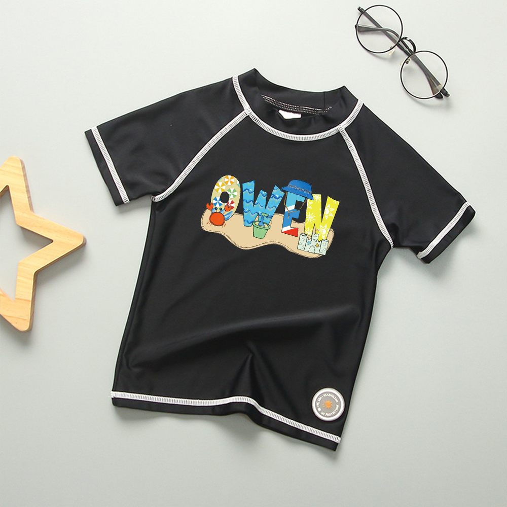 Personalized Kid Summer Beach Swim Suit Shirt | CWBeach232