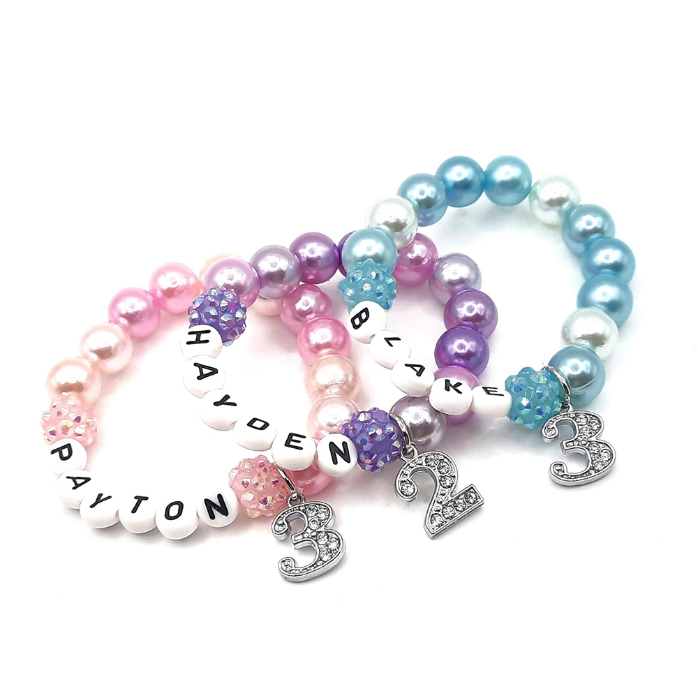 Personalized Kids Lovely Birthday Bead Bracelet With Name | CWBeach233