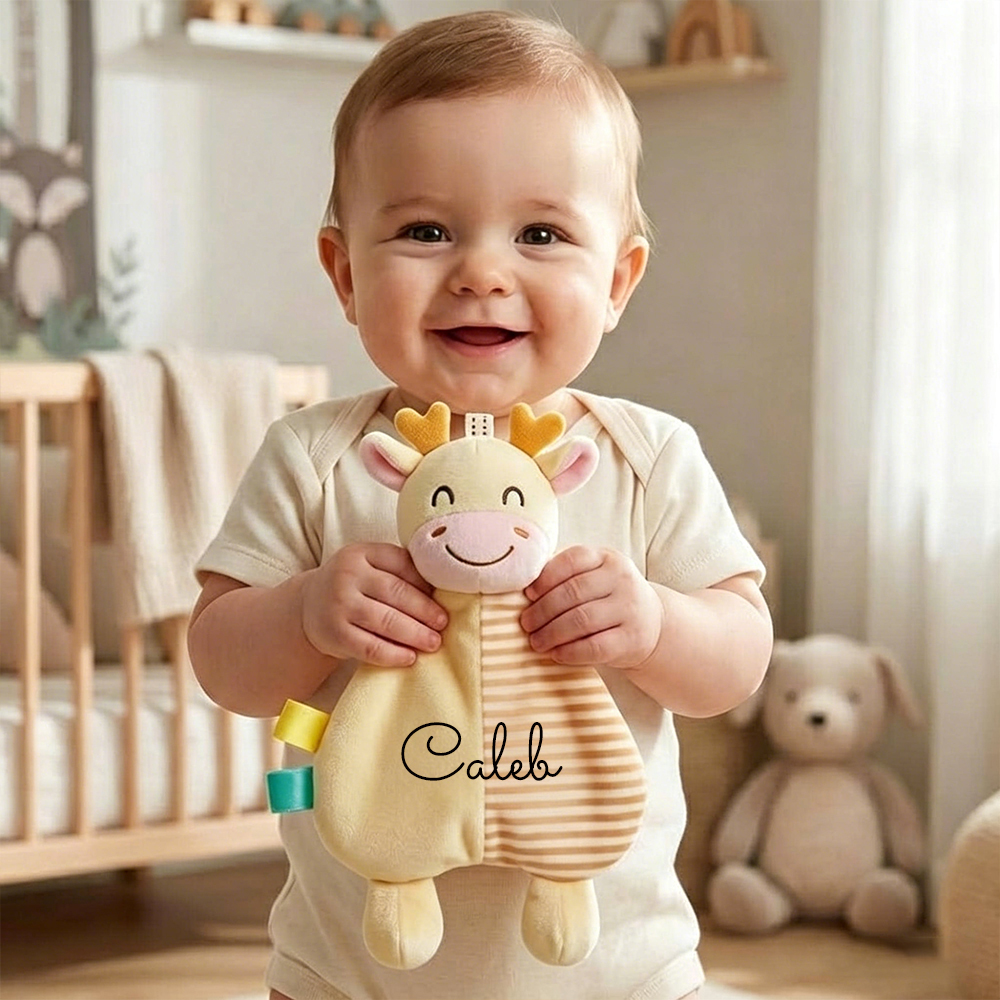 Personalized Baby Animal Bed Hanging Stripe Cuddle Toy | CWToy187